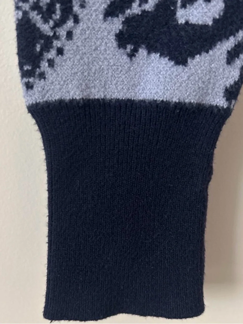 Free People Navy and Light Blue Patterned Knit Leggings